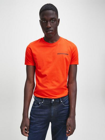 Calvin Klein Ruhák HU184789 | Calvin Klein Slim Organic Cotton Logo Férfi Póló Rózsaszín